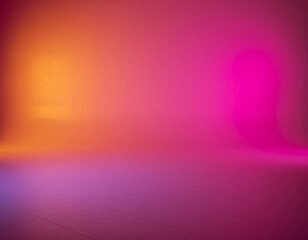 Obraz premium Vibrant Studio Space: A digitally rendered, abstract studio space is bathed in a gradient of warm and cool tones, creating a dynamic and visually appealing environment.