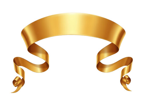 Elegant golden ribbon banner luxury gold banner with curled edges, decorative design element for celebration, invitation, greeting card, or advertising isolated on a transparent background - Powered by Adobe