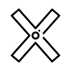 Outline icon of cutlery set including a fork, knife, and spoon, isolated on