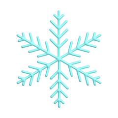 3D blue snowflake illustration. PNG with transparent background.	