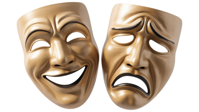 Comedy Tragedy Masks isolated on a transparent background