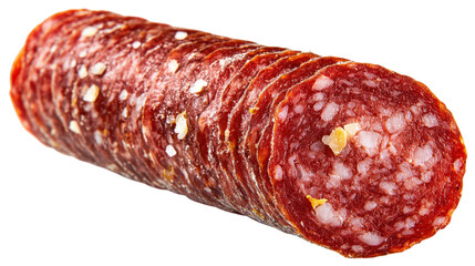 Sliced Salami Meat isolated on a transparent background