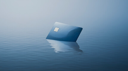 A credit card submerged in water, symbolizing the stress of January
