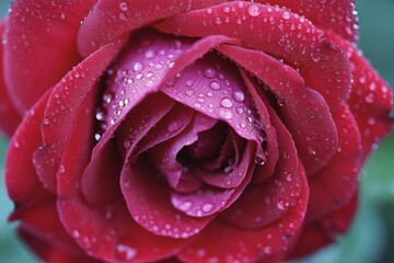 Close up of a beautiful red rose with water droplets for valentine's day