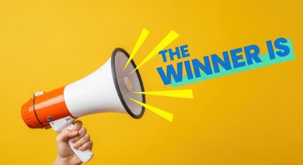 Megaphone announces exciting news that someone is the winner
