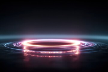 Obraz premium Abstract circular neon light glow against a dark background