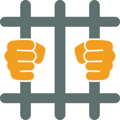Hands Holding Prison Bars Jail Vector Icon
