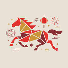 Dynamic Geometric Running Horse for Chinese New Year