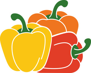 Colorful Bell Pepper or Capsicum Vector Icon
