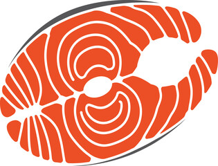 Fresh Salmon Steak Fish Fillet Icon Vector