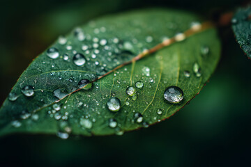 sustainable product mockup featuring vibrant leaf with detailed venation and water embellishments