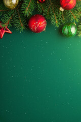 Merry Christmas and Happy Holidays greeting card, frame, banner. New Year. Noel. Golden and red...