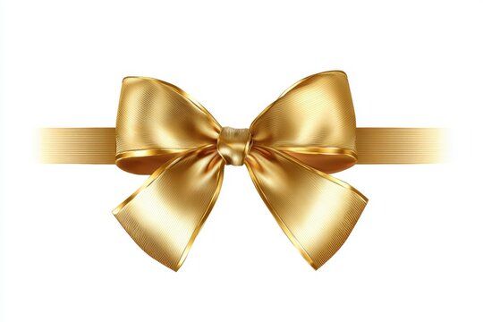 Elegant gold bow on white background, perfect for New Year celebration designs.
