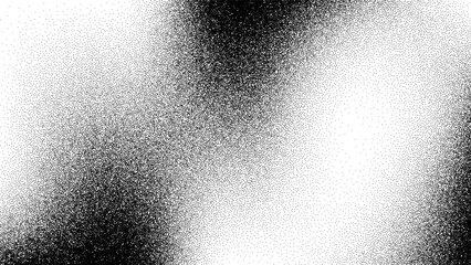 Black and white dot grain stipple noise vector with abstract gradient texture for background or overlay effect. Graphic design resource.