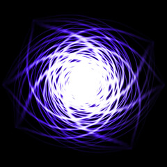 Vibrant Neon Spiral with Glowing Purple Light, Abstract Energy Pattern in Dark Background