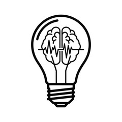 Light bulb with brain inside, symbolizing idea