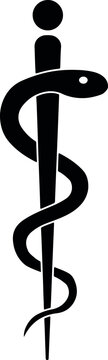 simple black silhouette of the rod of asclepius medical symbol or aesculapian staff