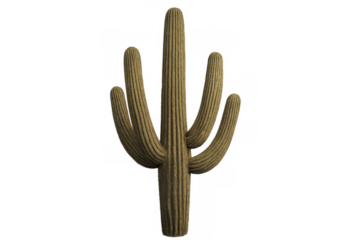 Saguaro cactus plant growing in desert climate, isolated on transparent background, representing resilience and survival