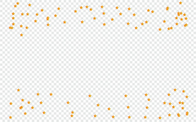 Golden confetti frame on transparent background for festive decoration