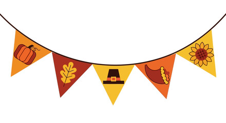 Thanksgiving Banner Garland Illustration Festive Autumn Decorations american football