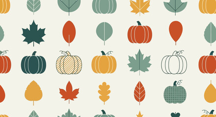 Autumn Harvest Pattern Pumpkins and Leaves on Cream Background american football