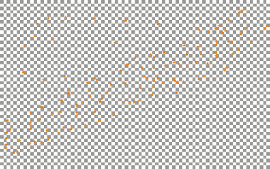 Golden glitter confetti explosion on transparent background for festive designs