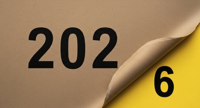  Upcoming New Year 2026 Celebration with Numbers on Textured Paper Reveal