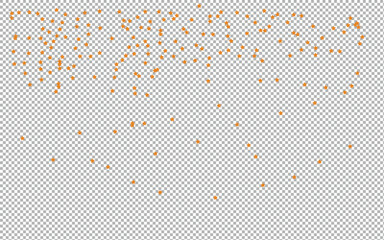 Golden plus sign confetti falling on transparent backdrop for festive designs