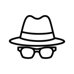 Anonymous person wearing a hat and glasses, spy or detective concept