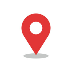 Red map pin icon location pointer symbol sign gps navigation isolated high quality vector clean composition professional minimal