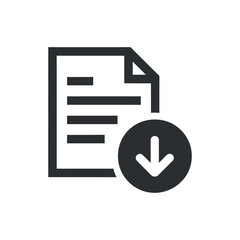 File downloading document with arrow down a vector icon graphic symbol in flat style isolated on white background 120 char