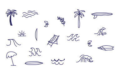 Summer beach doodles in vector format