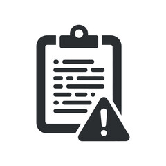Checklist With Exclamation Mark Represents Issue and Warning With White Background