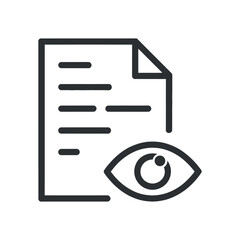 Document with eye icon showing data overview and visibility for file report research privacy policy vector illustration 120 characters