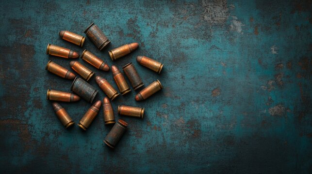 Scattered ammunition on a textured surface