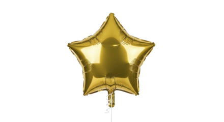  Golden Star Foil Balloon on a Transparent Background PNG Image