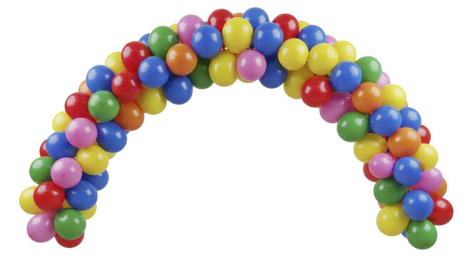  Colorful balloon arch on a transparent background PNG image for festive events and celebration decorations