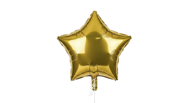  Golden Star Foil Balloon on a Transparent Background PNG Image