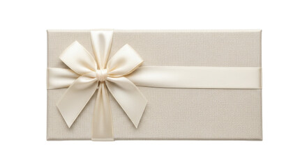A neutral cream gift box with satin bow on a transparent background PNG image PNG file for celebration