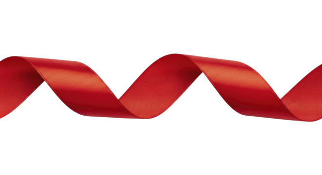 Red silky ribbon swirl on transparent background PNG file for New Year celebration