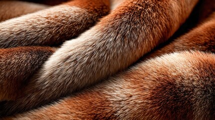 Beautiful abstract pattern of thick natural fur in warm tones and textures