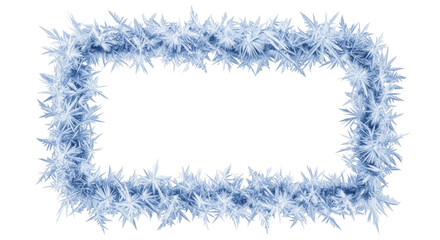 New Year's icy rectangle frame with sharp frost texture on a transparent background PNG file