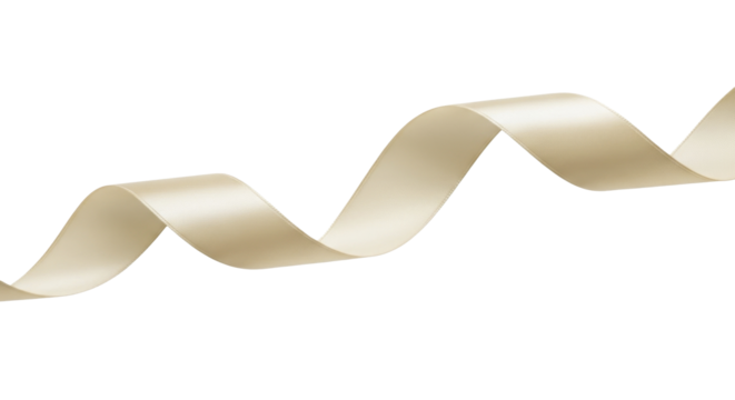 Luxurious champagne gold satin ribbon swirling on transparent background PNG image for New Year