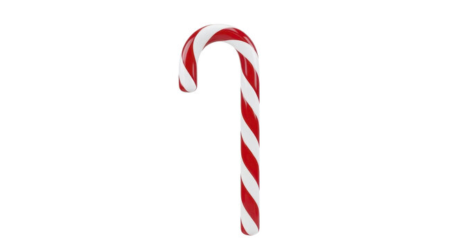 Red and white striped candy cane festive treat on a transparent background, PNG image, PNG file