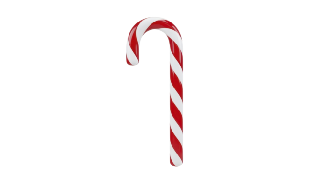 Red and white striped candy cane festive treat on a transparent background, PNG image, PNG file - Powered by Adobe