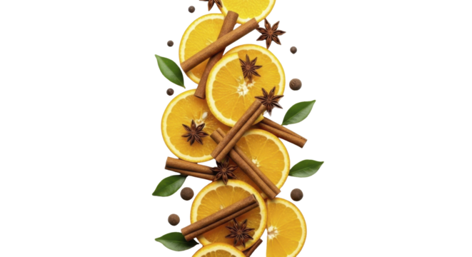  New Year Orange Slices Cinnamon Star Anise transparent background PNG image PNG file