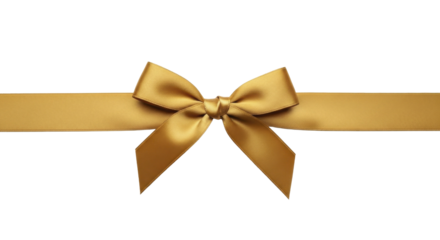 Festive Golden Satin Ribbon Bow for New Year Celebration on Transparent Background PNG Image