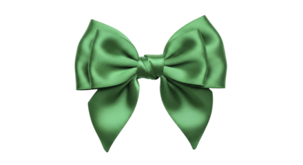  Green satin gift bow on a transparent background, PNG image, PNG file for New Year celebration