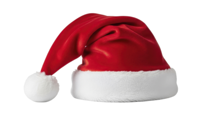 Red Santa Claus Hat with White Fur, PNG image on a transparent background, for festive season