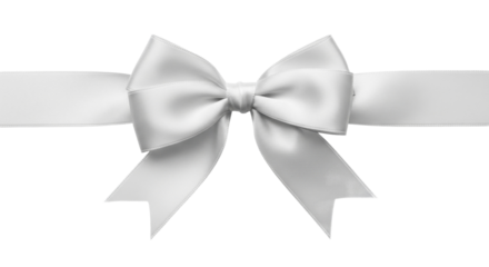 White satin ribbon bow for New Year celebration on a transparent background PNG file